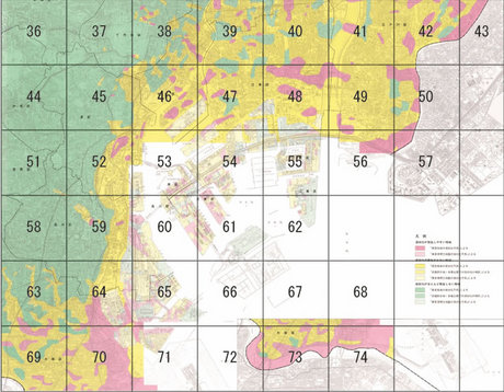 東京の液状化予測図