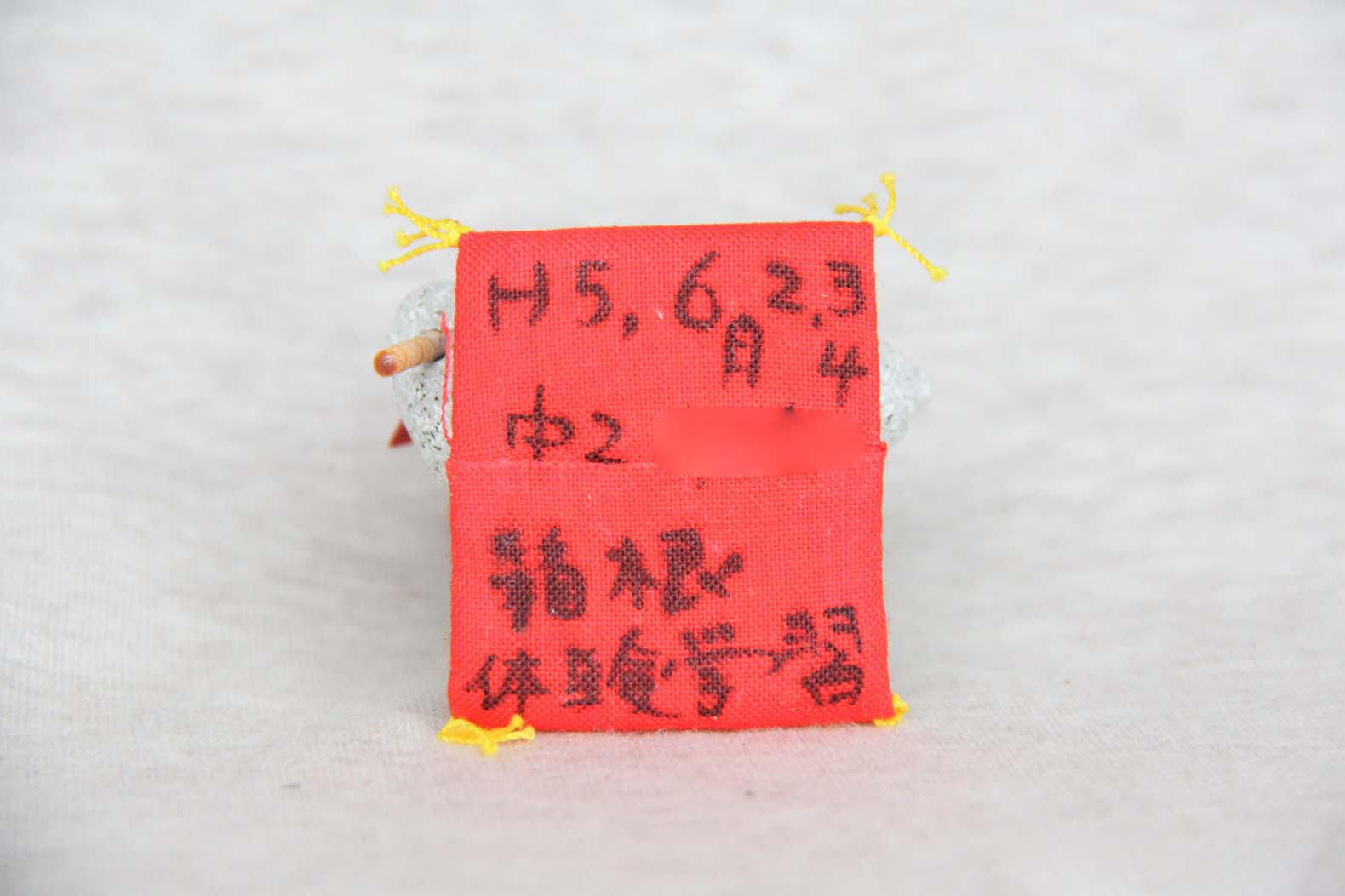 赤い座布団の裏側。