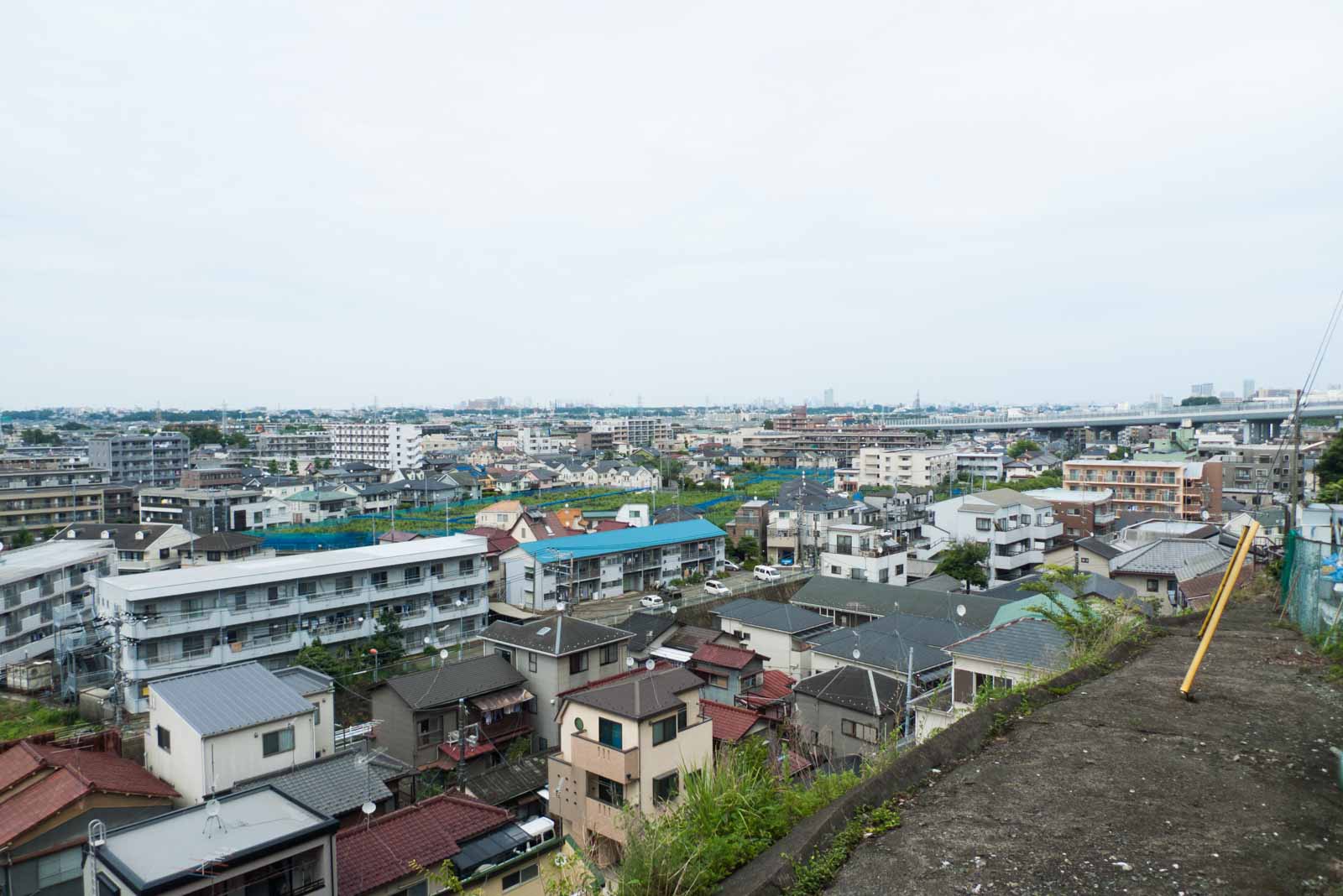 上り坂から見た宿河原の街