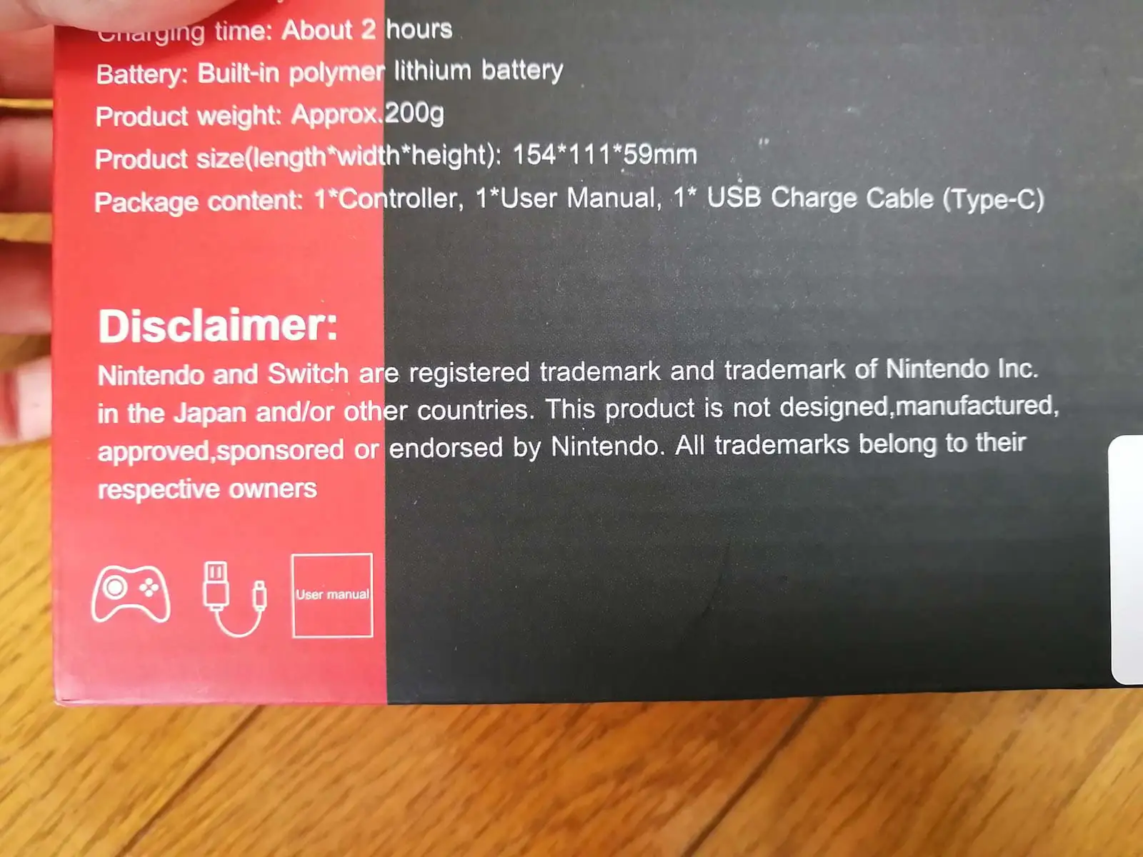 ECHTPower Switch コントローラー pro 2020のパッケージ裏側2