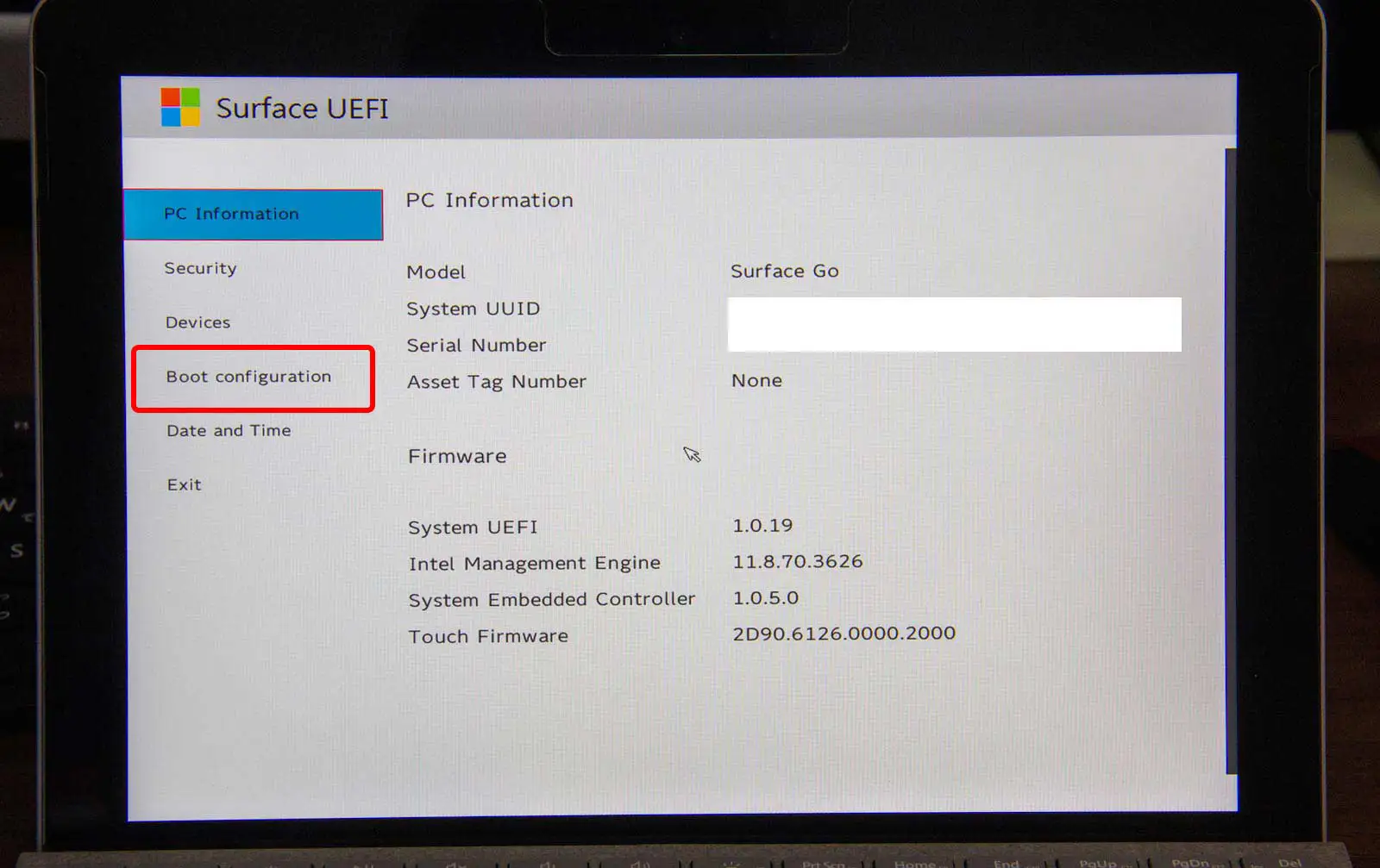 Surface UEFI